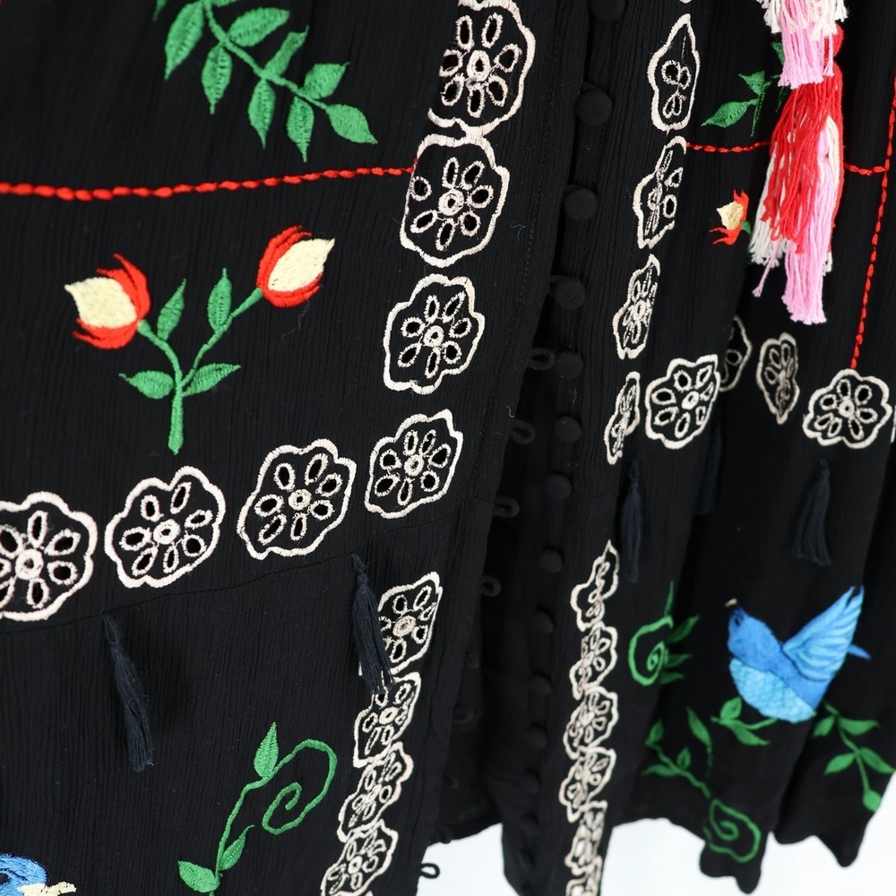 Free People Fillyboo Embroidered Dress Maxi Boho Festival Kimono XS 100% Rayon - Picture 7 of 16